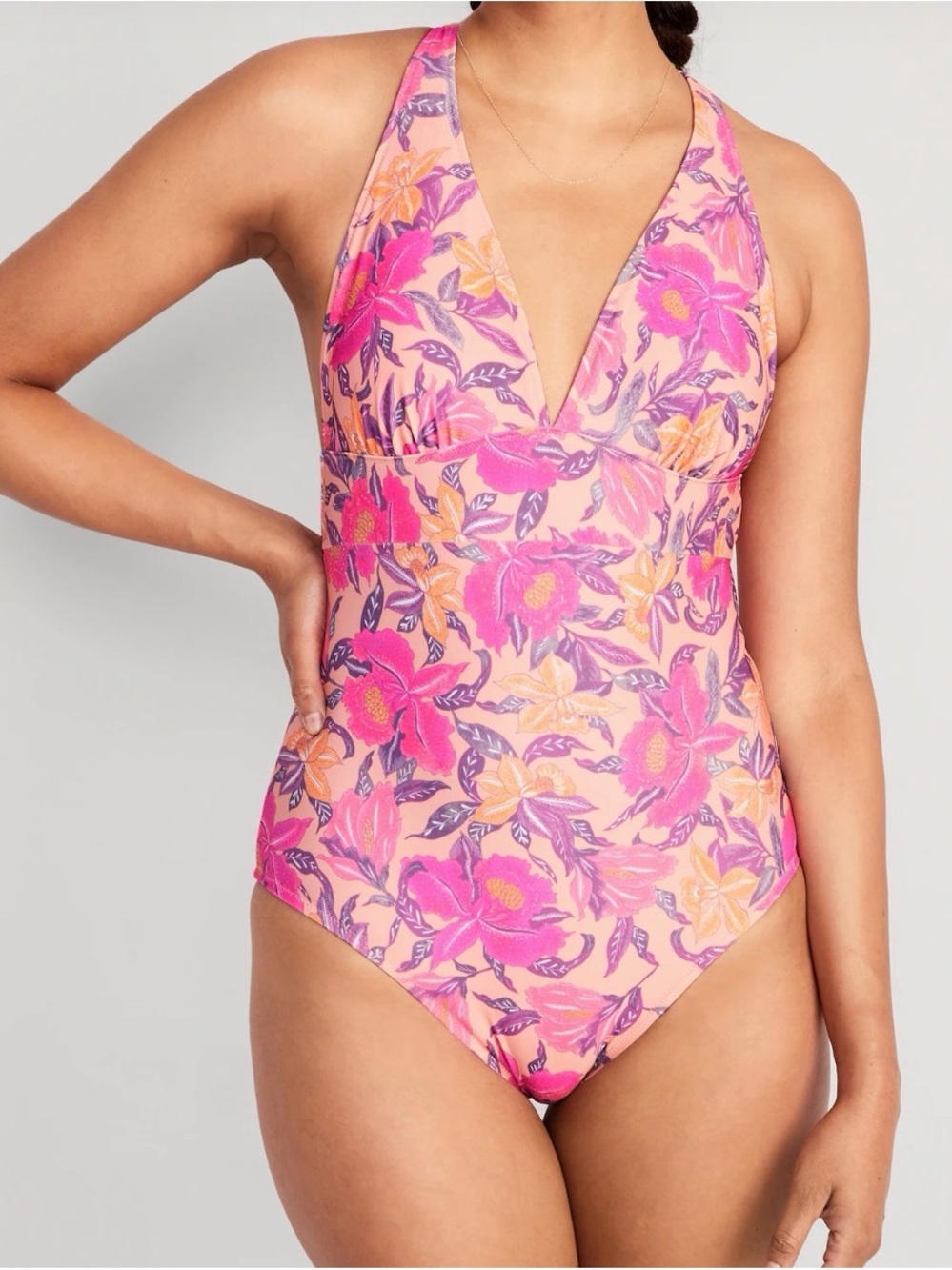 Women’s Pink Floral One-Piece Swimsuit